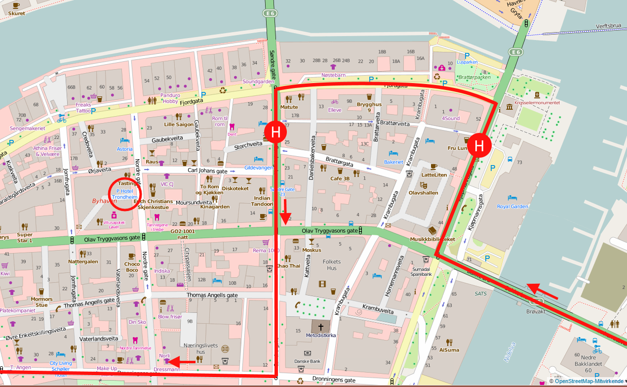 Route vom Bus zum Hotel