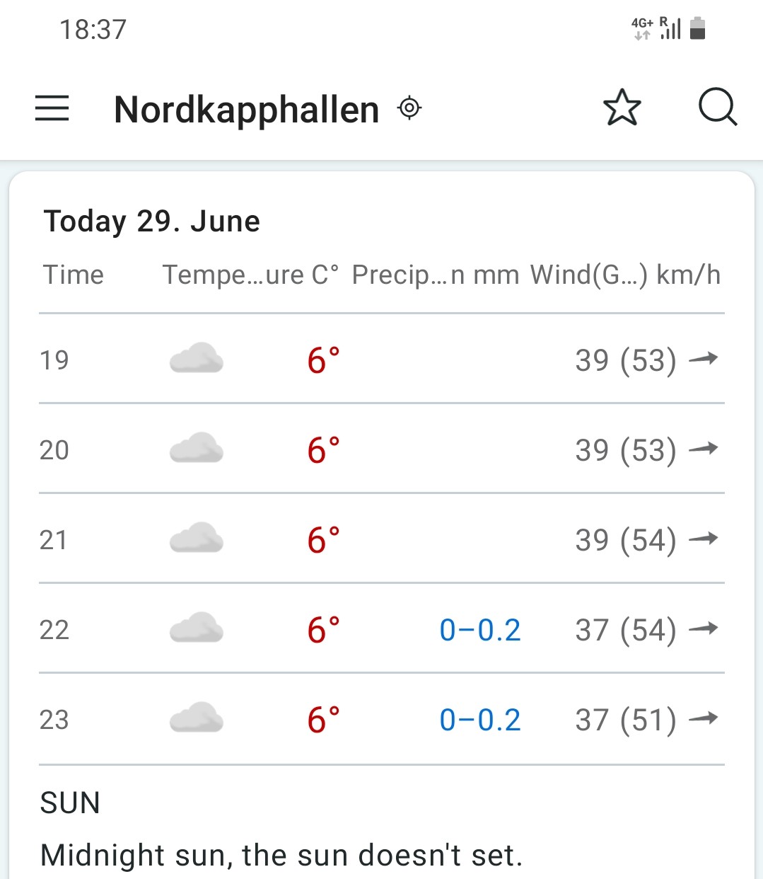 Screenshot Wetter-App